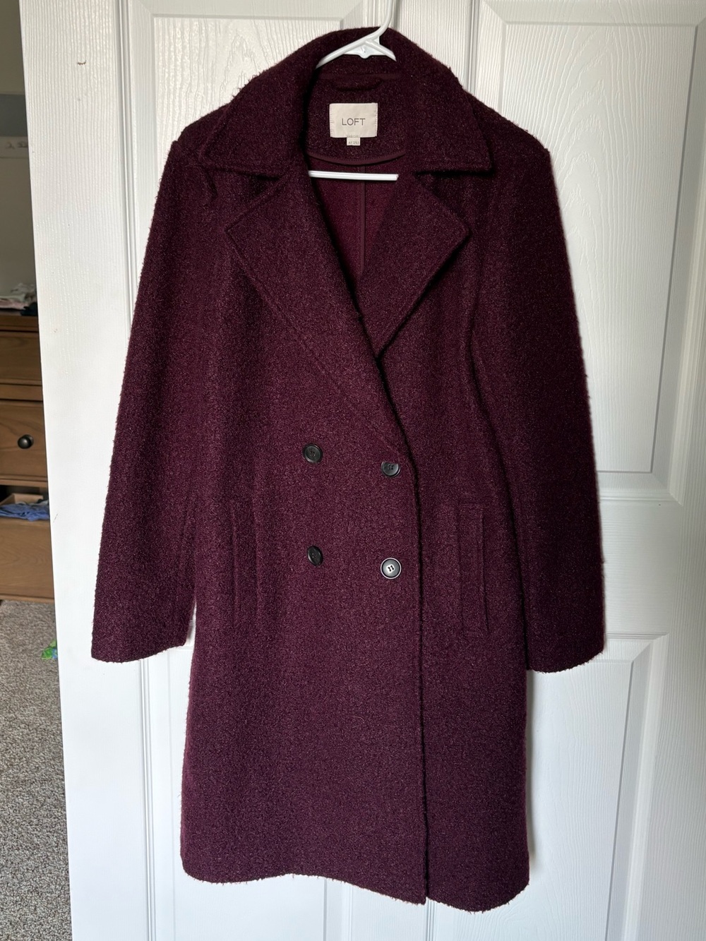 LOFT Women's Double-Breasted Bouclé Pea Coat